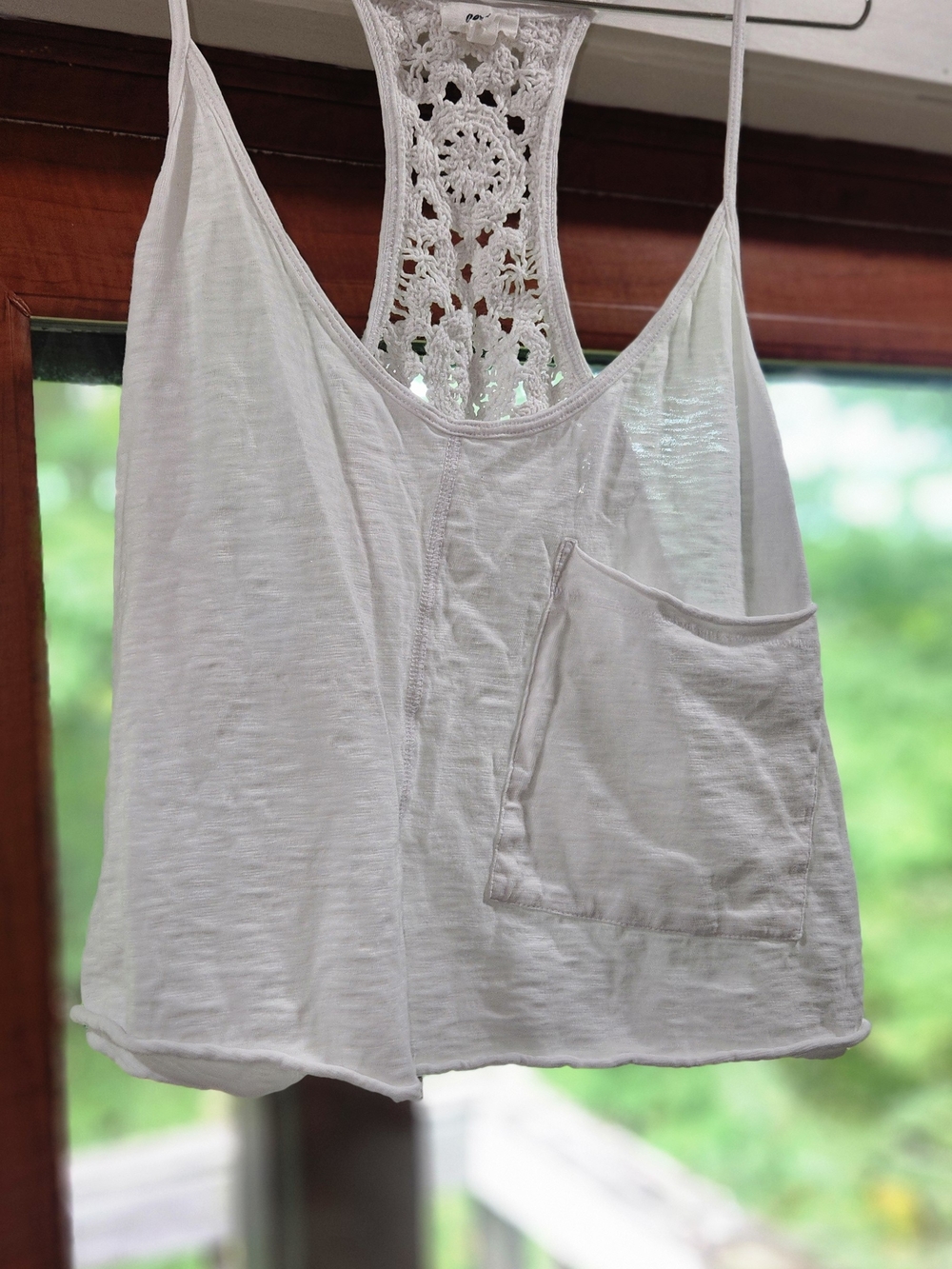 aerie White Crochet-Back Crop Tank